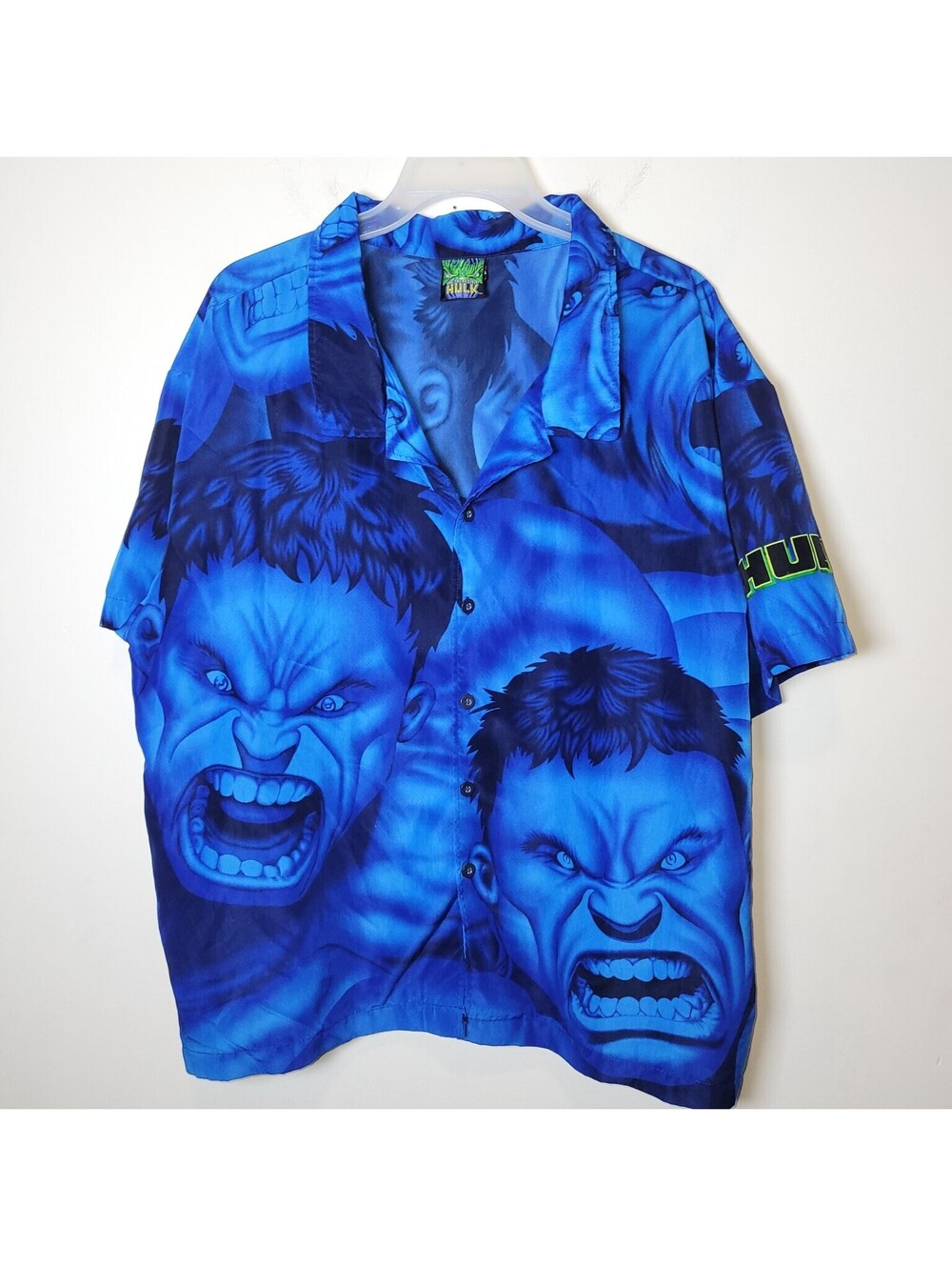 Vintage 2002 Marvel The Incredible Hulk All Over Print Button Down Shirt Men's